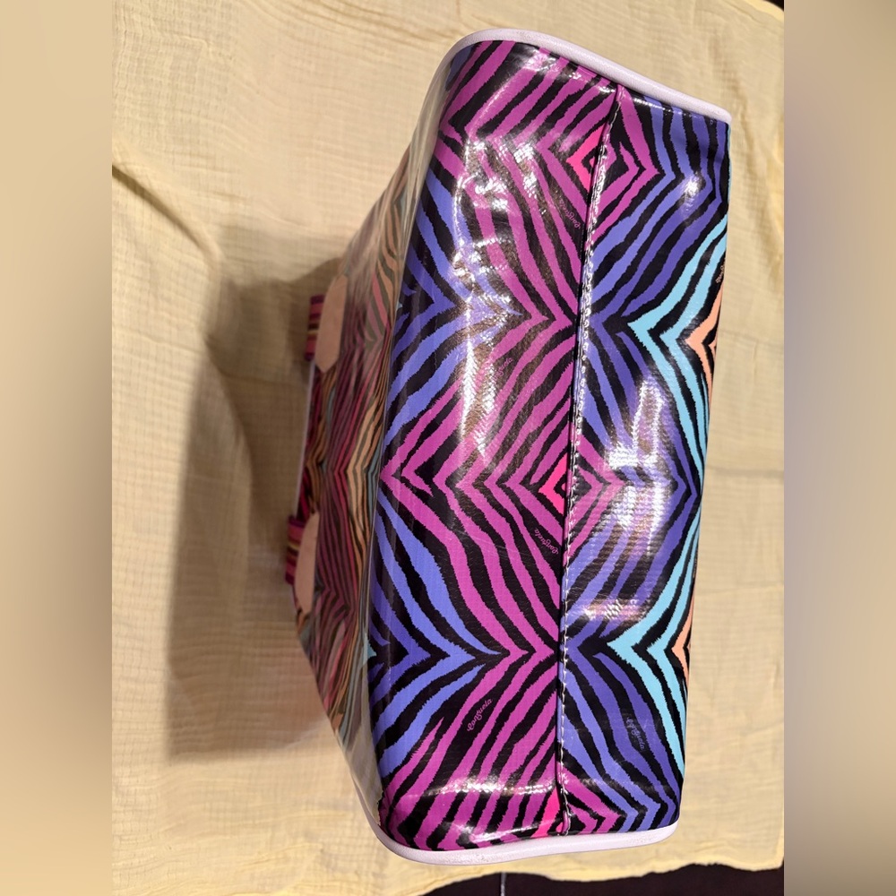 Consuela Zebra Stripe Tote in Pink, Purple, Blue & Peach - Picture 6 of 11